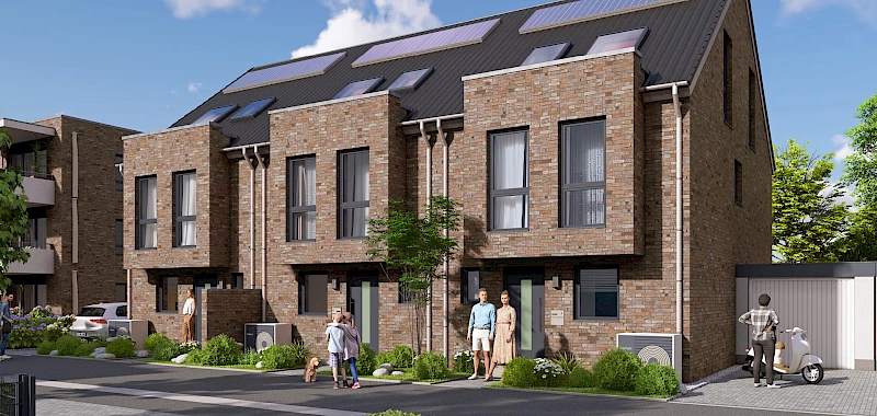 Reihenhaus Waldbeerenberg, Ansicht Eingangsseite