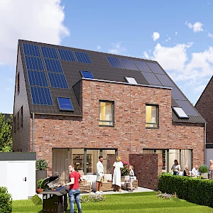 Doppelhaus Waldbeerenberg, Ansicht Gartenseite