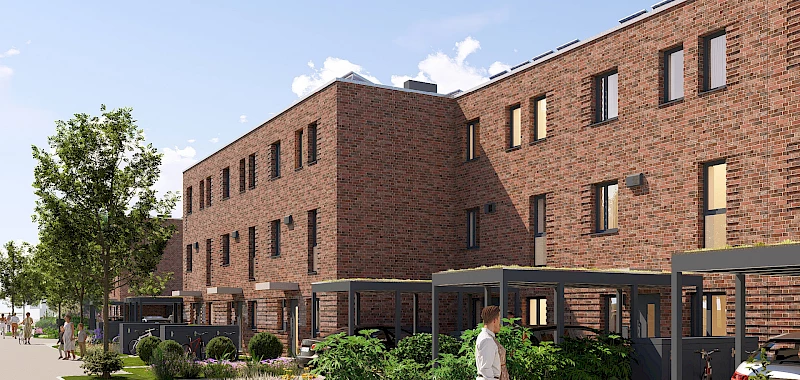 Wohnen am Zuckerberg, Häuser 160-171, Ansicht Eingangsseite