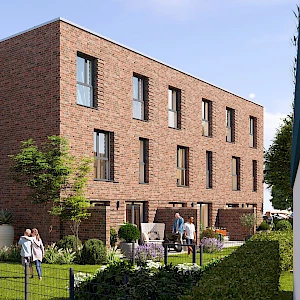 Wohnen am Zuckerberg, Häuser 160-171, Ansicht Gartenseite