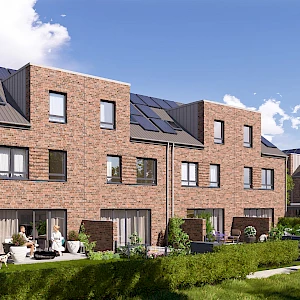 Wohnen am Zuckerberg, Häuser 119-122, Ansicht Gartenseite