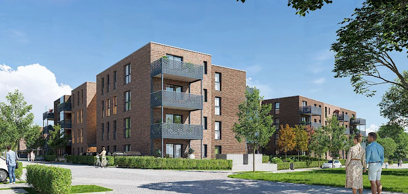 Bau von 43 öffentlich geförderten Wohnungen in Leverkusen-Steinbüchel © PAESCHKE Unternehmensgruppe